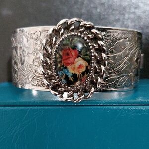 Intricate Silver Floral Bracelet